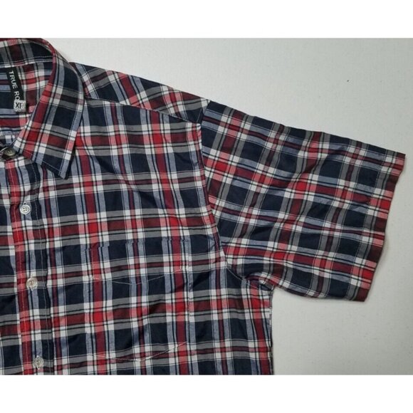 True Rock Short Sleeve Button Up Blue/Red Plaid Casual Shirt Men's Size XL - Picture 10 of 14